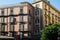 Residential areas of Naples, Italy. Beautiful various balconies on the facades of beautiful houses. Italian architecture. Classic