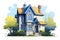 Residential bliss beautiful house illustration on white background