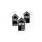 Residential block black icon concept. Residential block flat vector symbol, sign, illustration.