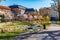 Residential building at riverside of Motala strom river in Norrkoping, Sweden