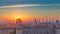 Residential buildings, Stalin skyscrapers and panorama of city at sunrise timelapse in Moscow, Russia