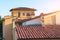 Residential buildings and tiled roofs, Italian towns