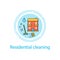 Residential cleaning concept line icon