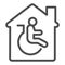 Residential handicap assistance line icon, disability concept, disabled care, nursing home sign on white background