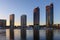 Residential high rise buildings in Docklands waterfront