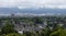 Residential Homes, Modern City and Mountain Landscape.