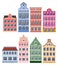 Residential House Icon Collection in Dutch Style.