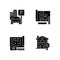 Residential house structure black glyph icons set on white space
