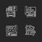 Residential house structure chalk white icons set on black background