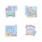 Residential house structure RGB color icons set