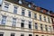 Residential houses with basic facade ornamentation