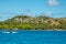 Residential houses at the bay, Mayreau island panorama, Saint Vincent and the Grenadines