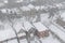 Residential houses and roofs covered with snow in winter snowstorm in Toronto