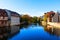 Residential houses situated at the Pegnitz river bank in Nuremberg