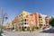 Residential multifamily building situated on a corner on top of telecommunication hill, San Jose, California