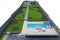 Residential pool deck with complete back yard landscaping, 3D illustration
