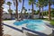 Residential pool with palm trees