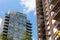 Residential Quarter in New York and skyscrapers in a clear day