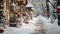 Residential snow-covered house decorated for Christmas