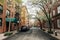 Residential street with spring colors, in the West Village, New York City