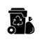Residential waste collection black glyph icon