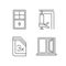 Residential window and door installation linear icons set