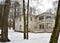 Residential wooden outbuilding of Brattsevo estate on Skhodna river of the North-Western administrative district of Moscow, Russia