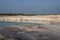 Residents of the city on a blue lake formed due to melt water in the middle of a limestone quarry in the village of Melovye Gorki