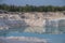 Residents of the city on a blue lake formed due to melt water in the middle of a limestone quarry in the village of Melovye Gorki