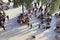 Residents in the leisure at the square of xian ancient wall