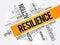 Resilience word cloud collage, business concept background