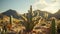 A resilient cactus amidst the arid expanse of the desert.