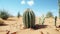 A resilient cactus amidst the arid expanse of the desert.