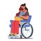 Resilient Disabled Mother In A Wheelchair, Embracing Her Little Child, Shares Heartwarming Moments, Vector Illustration