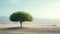 A resilient green tree stands amidst the desert, a symbol of life\\\'s endurance, Ai Generated