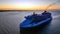 The Resilient Lady cruise ship from Virgin Voyages arriving in Port Melbourne at sunrise