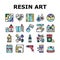 Resin Art Creation Collection Icons Set Vector