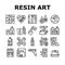 Resin Art Creation Collection Icons Set Vector