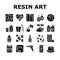 Resin Art Creation Collection Icons Set Vector