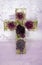 Resin cross shape with natural flowers inside, floral art roses