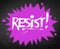 Resist chalked lettering on pink banner