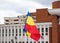 Resita, Romania-March 30, 2021: the tricolor flag of Romania photographed at the protest against restrictive measures, in the