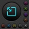 Resize object dark push buttons with color icons