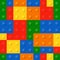 Resolution and quality seamless background from a colored plastic bricks.