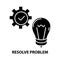 resolve problem icon, black vector sign with editable strokes, concept illustration
