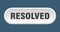 resolved button. rounded sign on white background