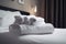 resort fresh home bed room service luxury hotel towel white. Generative AI.