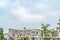 Resort like neighborhood in Long Beach California with homes against cloudy sky