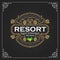 Resort and residence logo. Vintage Luxury Banner Template Design for Label, Frame, Product Tags. Retro Emblem Design