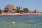 Resort on sea coast. Playa den Bossa, Ibiza, Spain